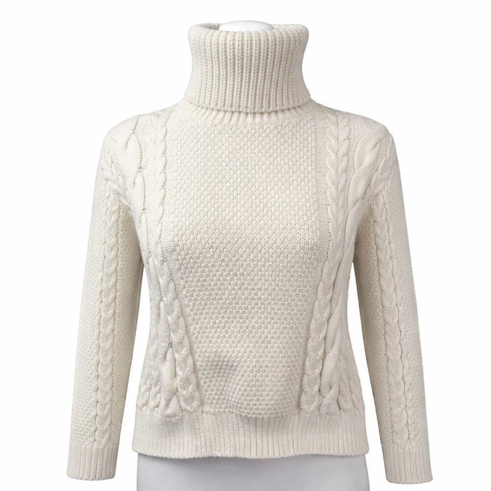 Madewell Women's Cable Knit Turtle Neck Long Sleeve Sweatshirt Sweater Top Sz M